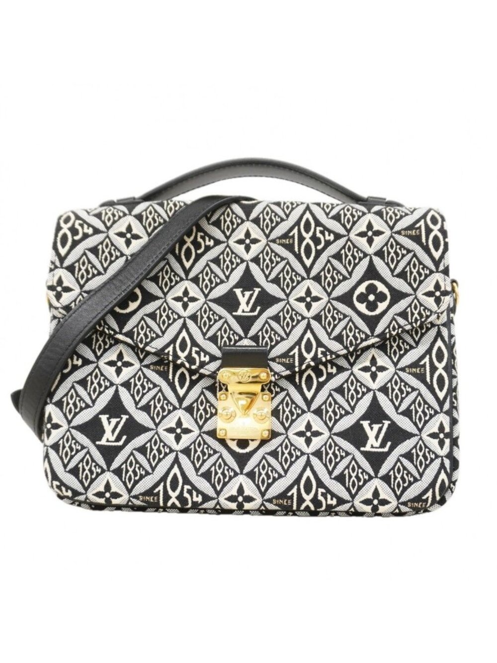 Louis Vuitton Handbag Monogram Jacquard Since Pochette Metis Black 2-Way